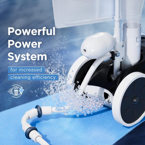MAKHOON pool sweeper hose management demonstrates reduced tangling during cleaning.
