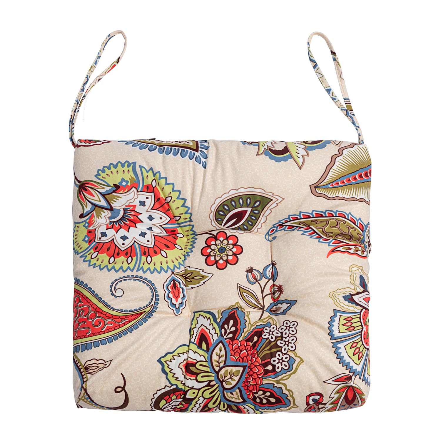Makimoo 17x17 inch chair cushion with ties for secure seating.