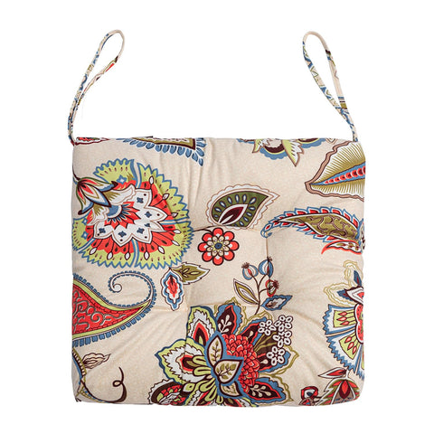 Makimoo 17x17 inch chair cushion with ties for secure seating.