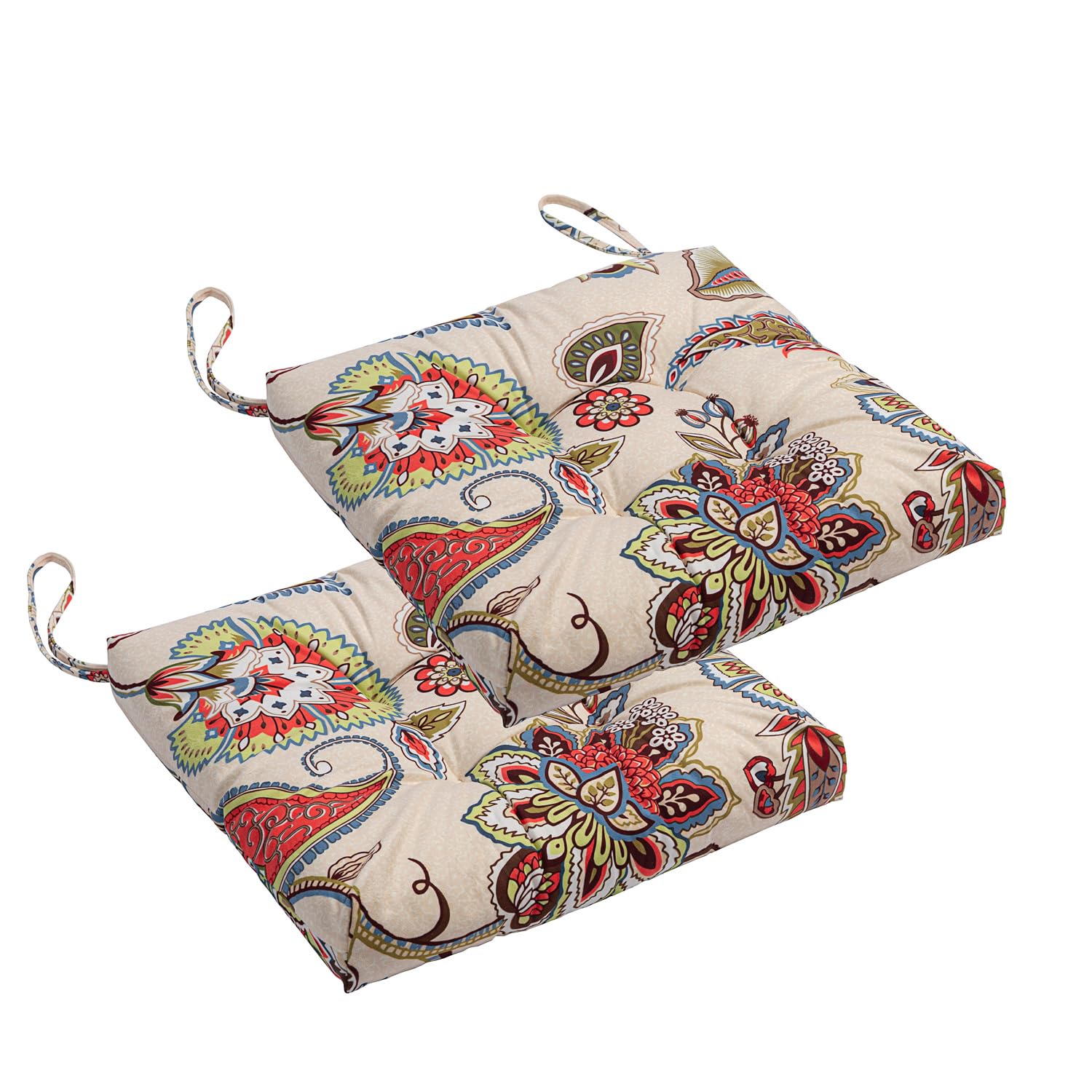 Makimoo 2-pack wicker seat cushion khaki floral for outdoor durability.