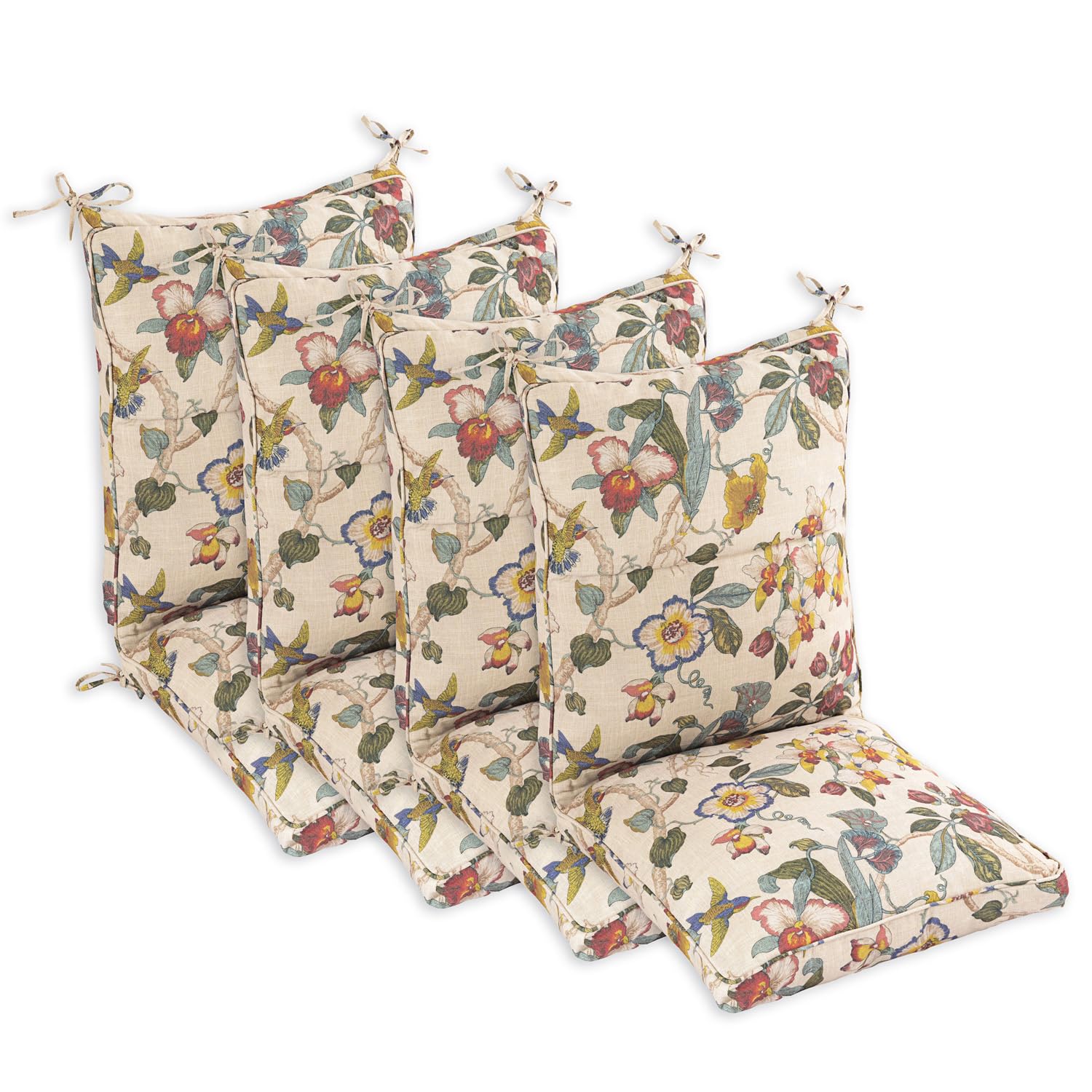Makimoo outdoor chair cushion in Khaki Floral Essence for patio dining