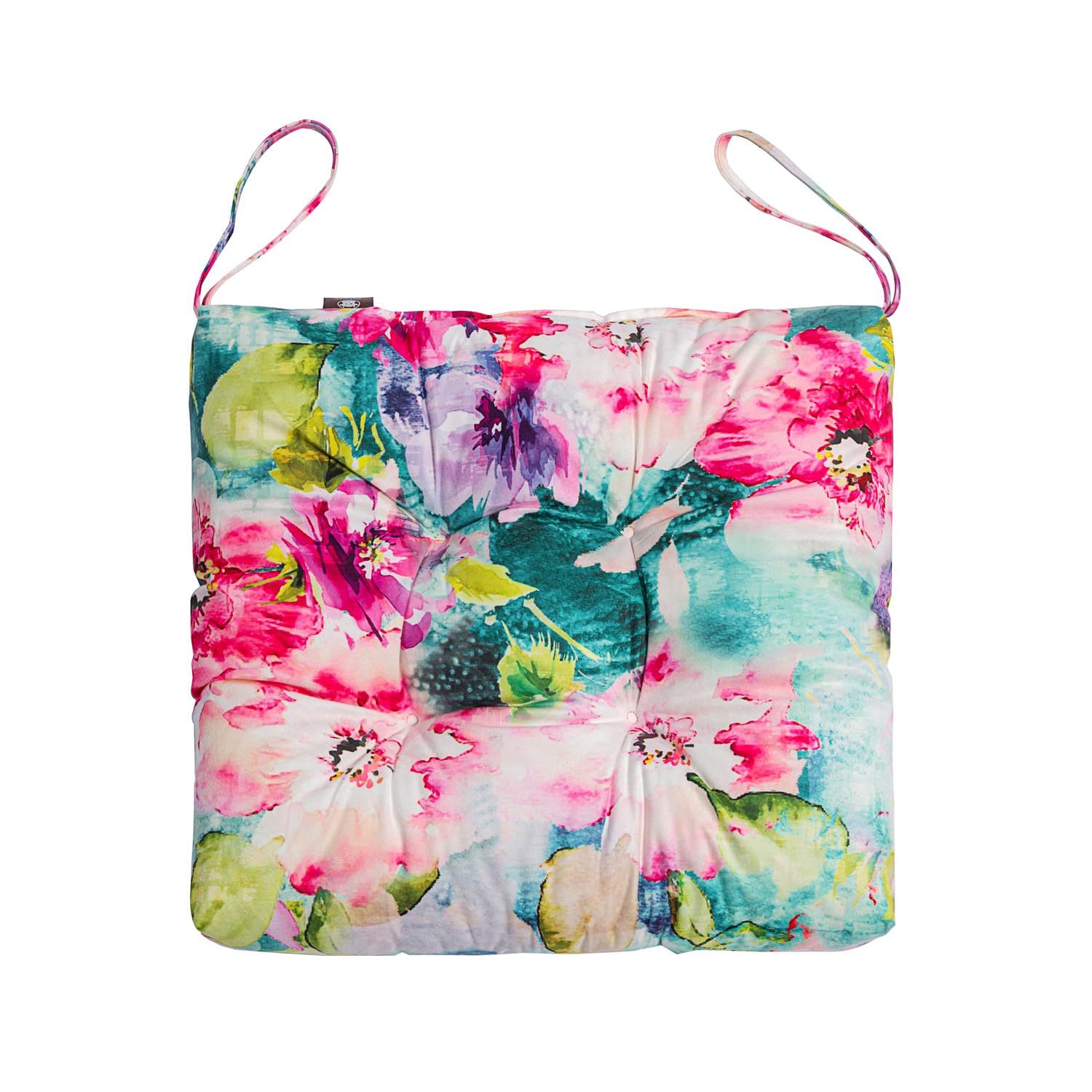 Makimoo 17x17 cushion with watercolor flowers boosts indoor seating.