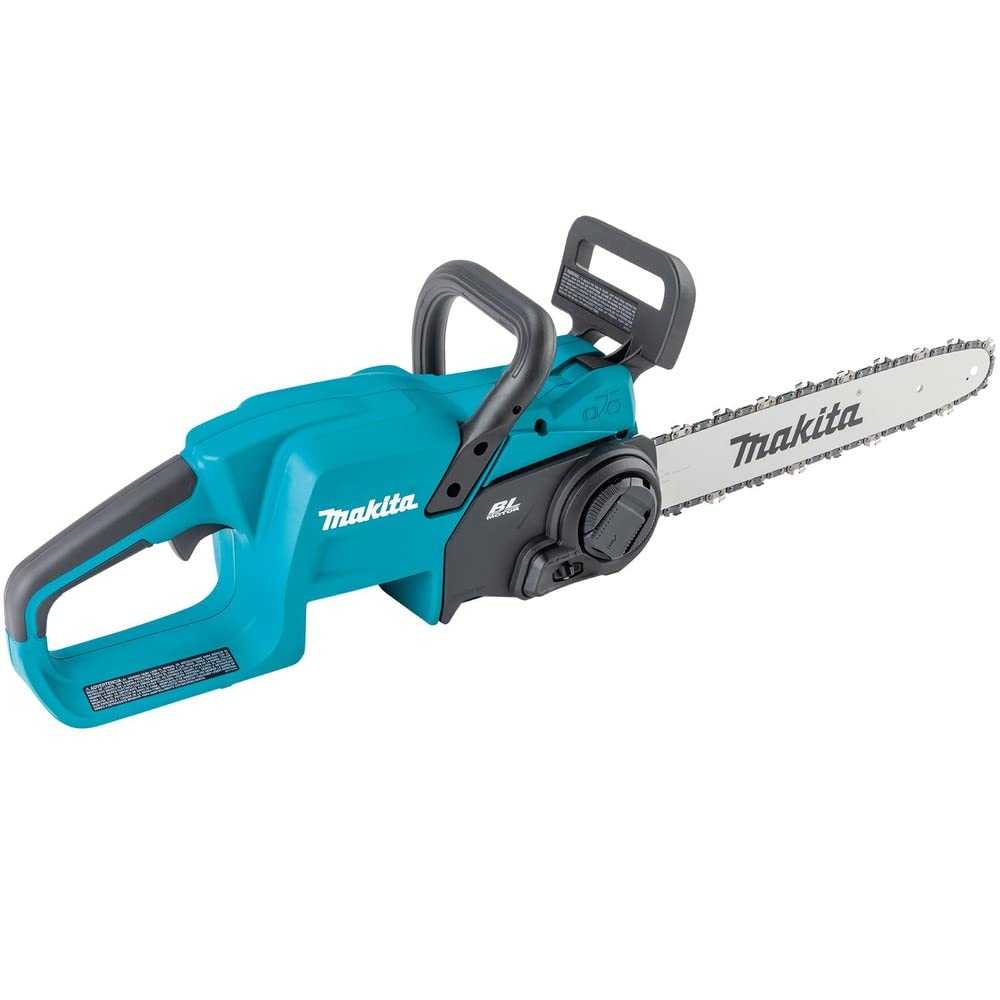 Makita XCU11Z cordless chain saw with 14 inch bar for versatile outdoor cutting.