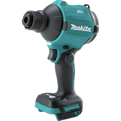 Makita XSA01Z blower in use for focused dust removal.