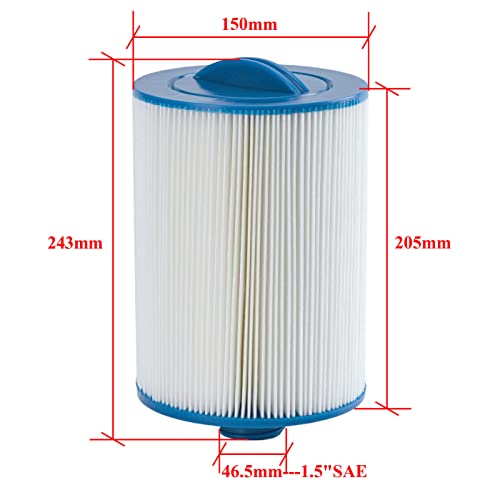 Malaka spa filter shows outer diameter for precise fit in housing.