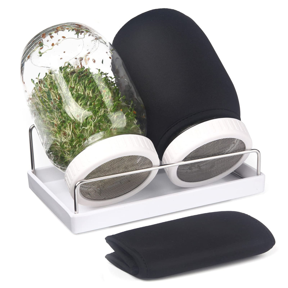 Malastar sprouting kit with 32oz wide-mouth jar for easy home sprouts.