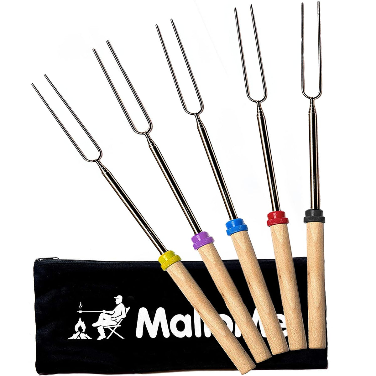 MalloMe Smores Sticks extended to 32 inches for safe campfire roasting