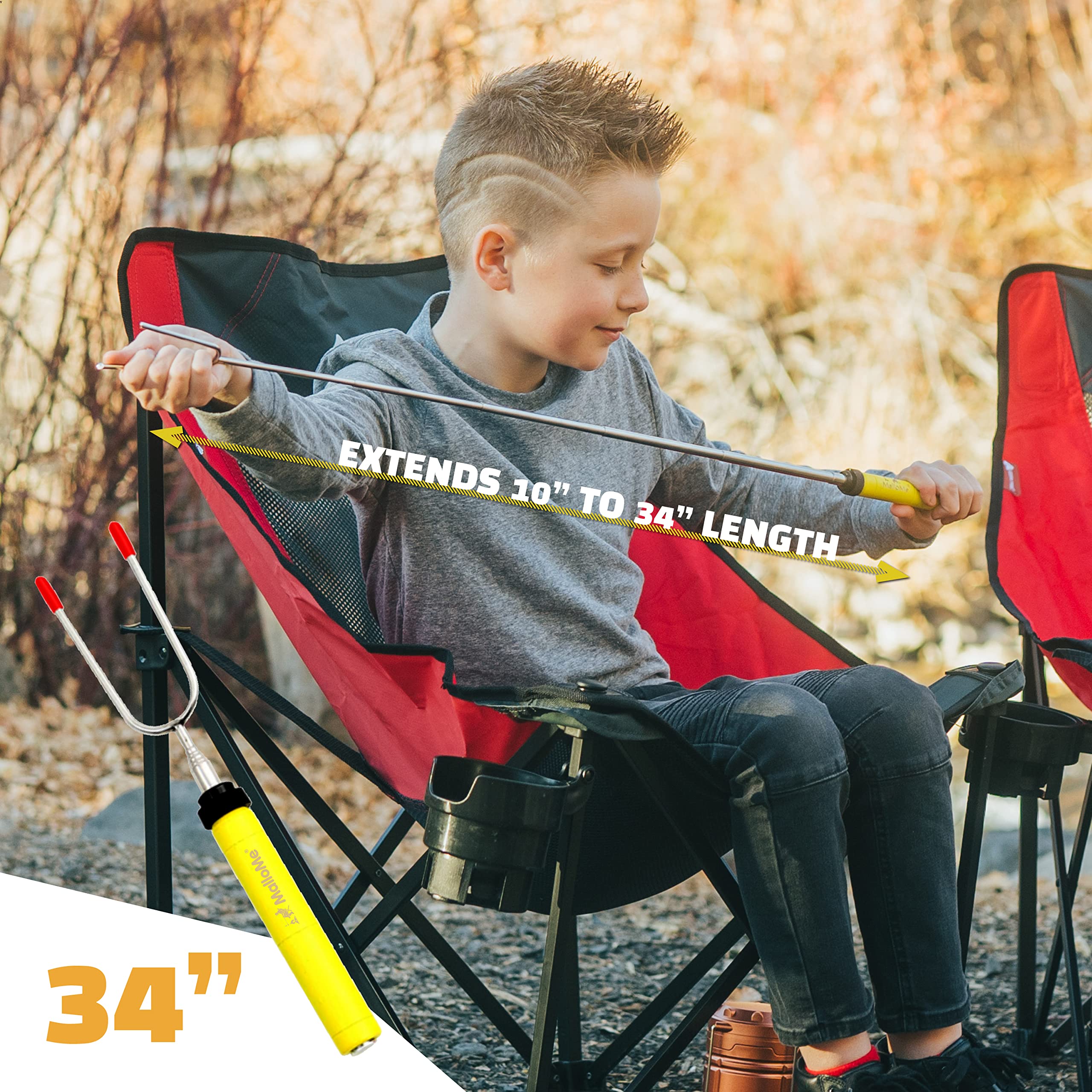 MalloMe Smores Sticks wooden handle provides comfortable grip