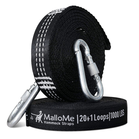 Hammock hung between two trees using MalloMe XL straps.