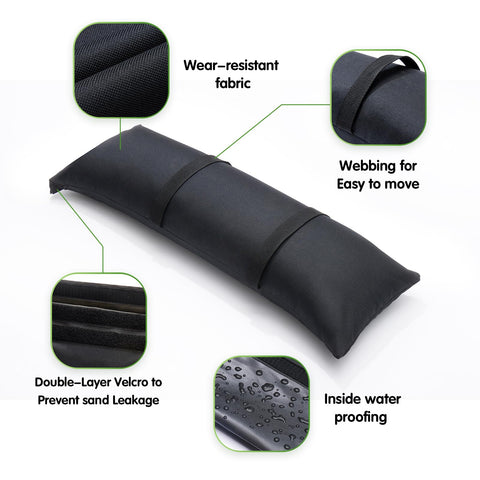 Malomke SandBags provide wind protection for outdoor spaces when filled.
