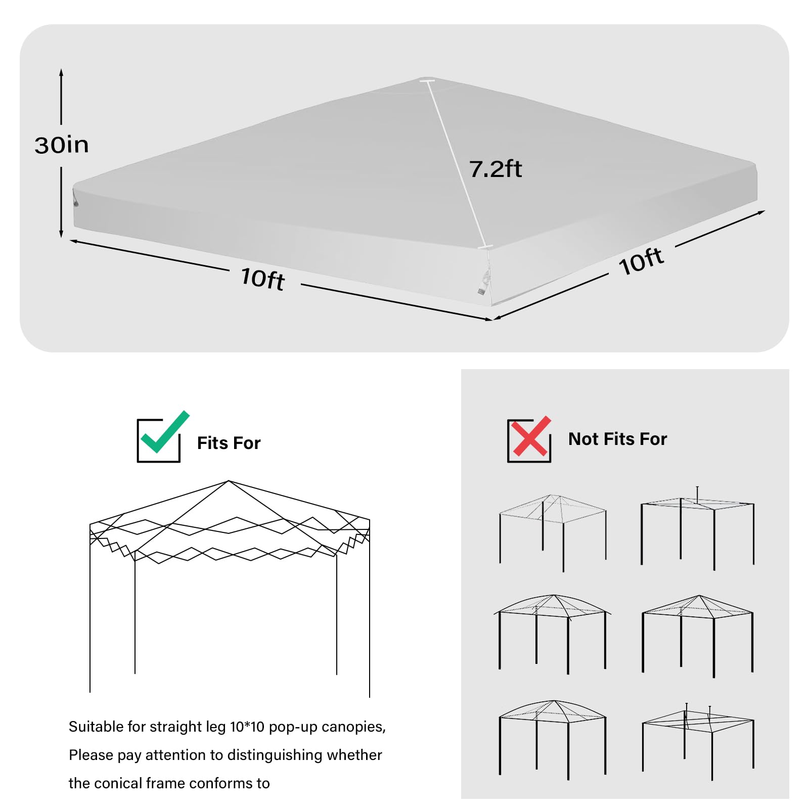 MALOROY white canopy top 10x10 corner attachment for secure fit
