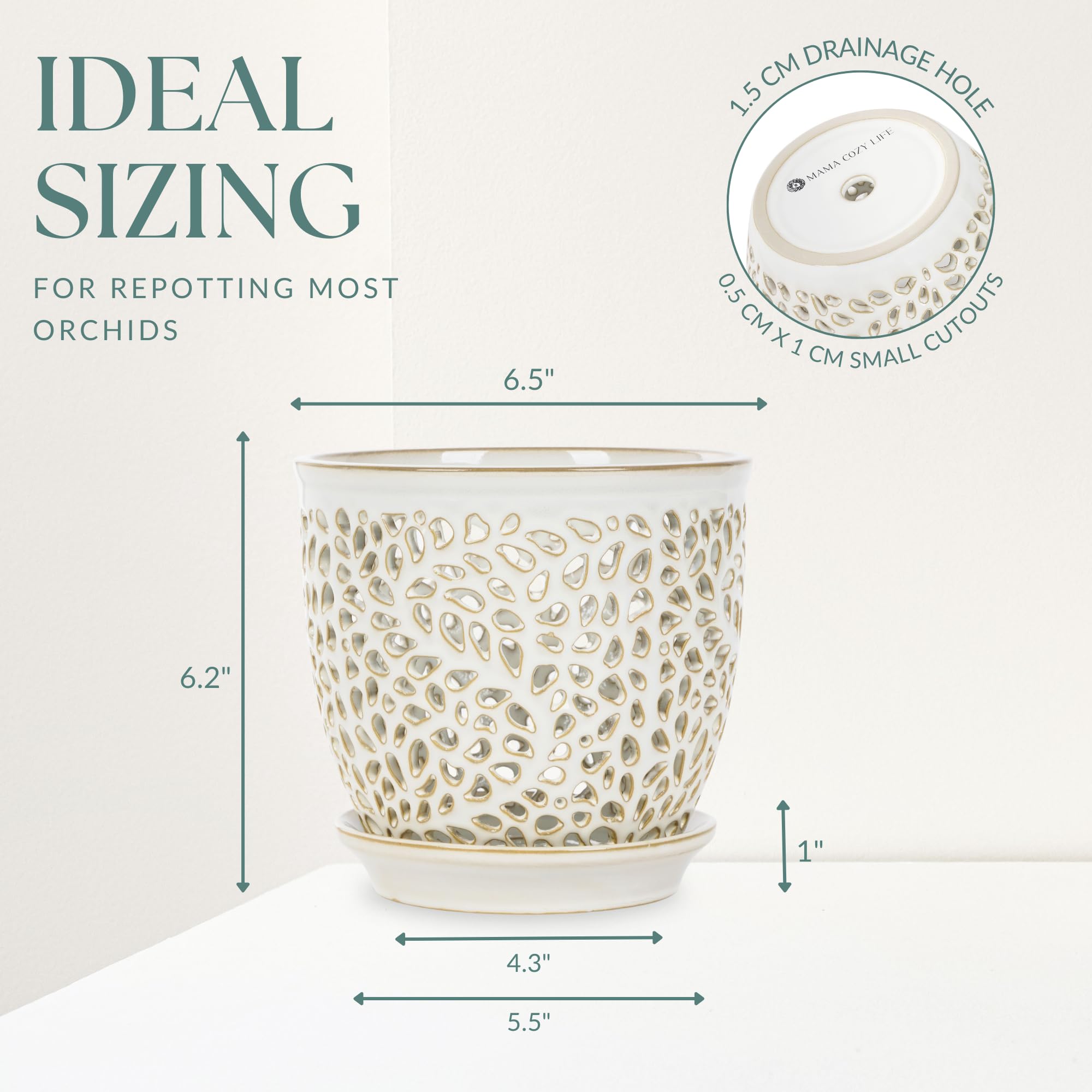 Mama Cozy Life aerated design holes ensure proper airflow for orchid health