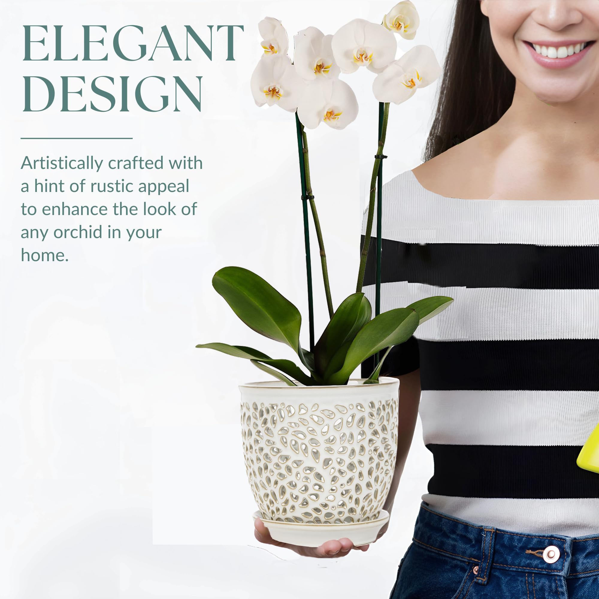 Mama Cozy Life durable porcelain pot suits indoor and outdoor orchid arrangements