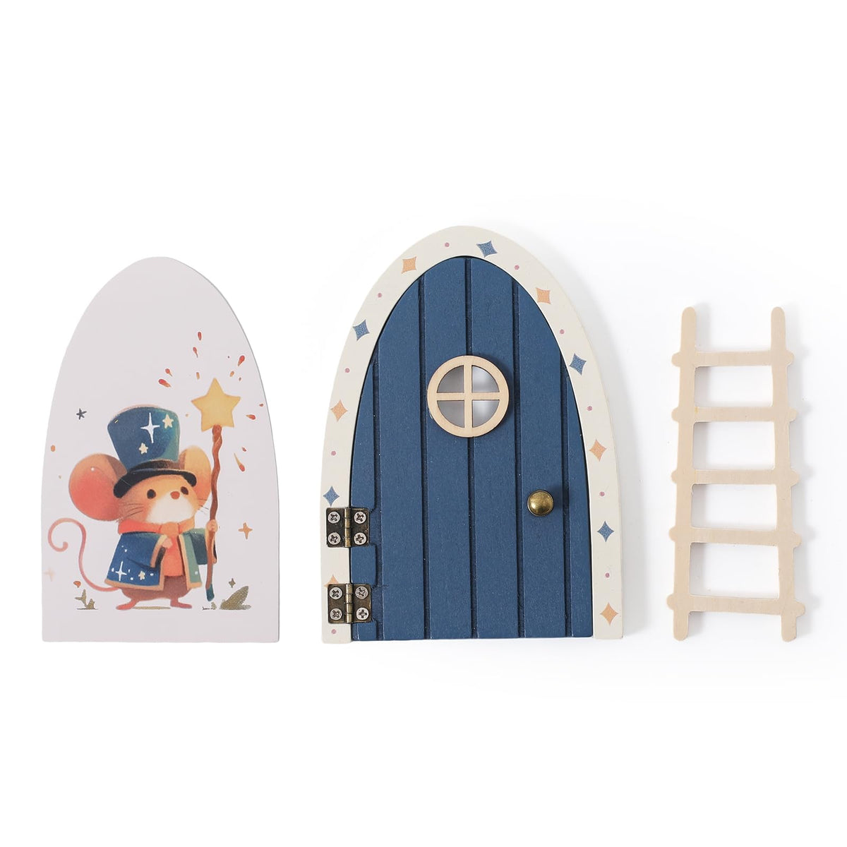 Mamimami Home Christmas blue fairy door 13cm invites magical visitors to your garden.
