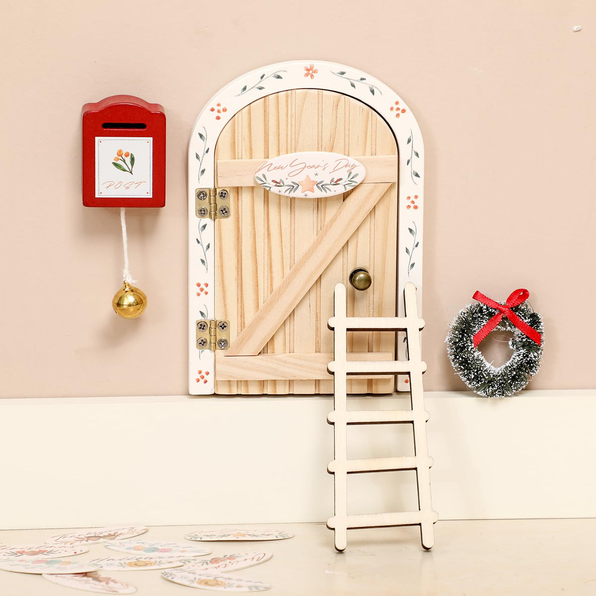 Mamimami Home festival wooden fairy door adds seasonal charm for gardens or shelves.