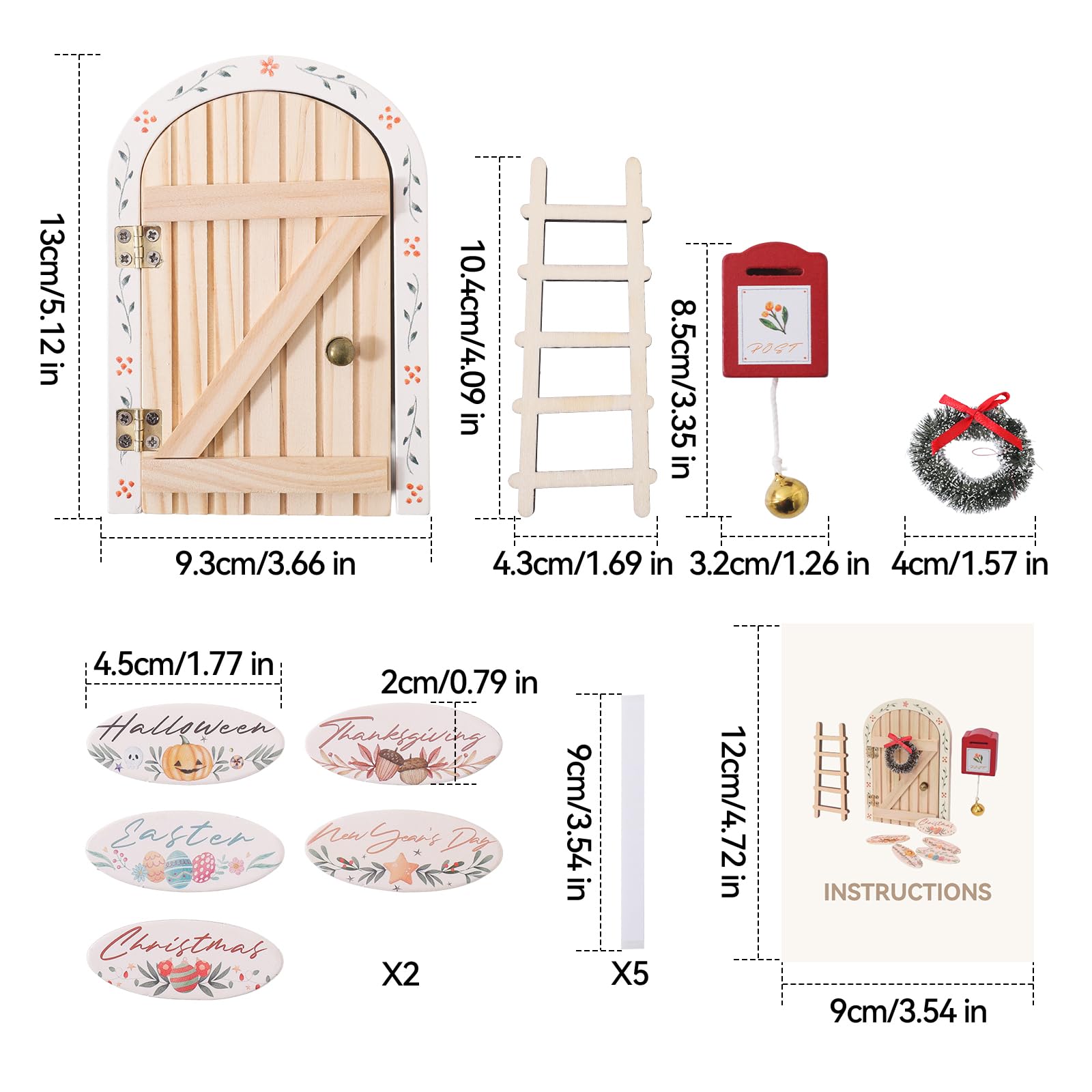Mamimami Home miniature ladder and door for easy fairy entrance setup.