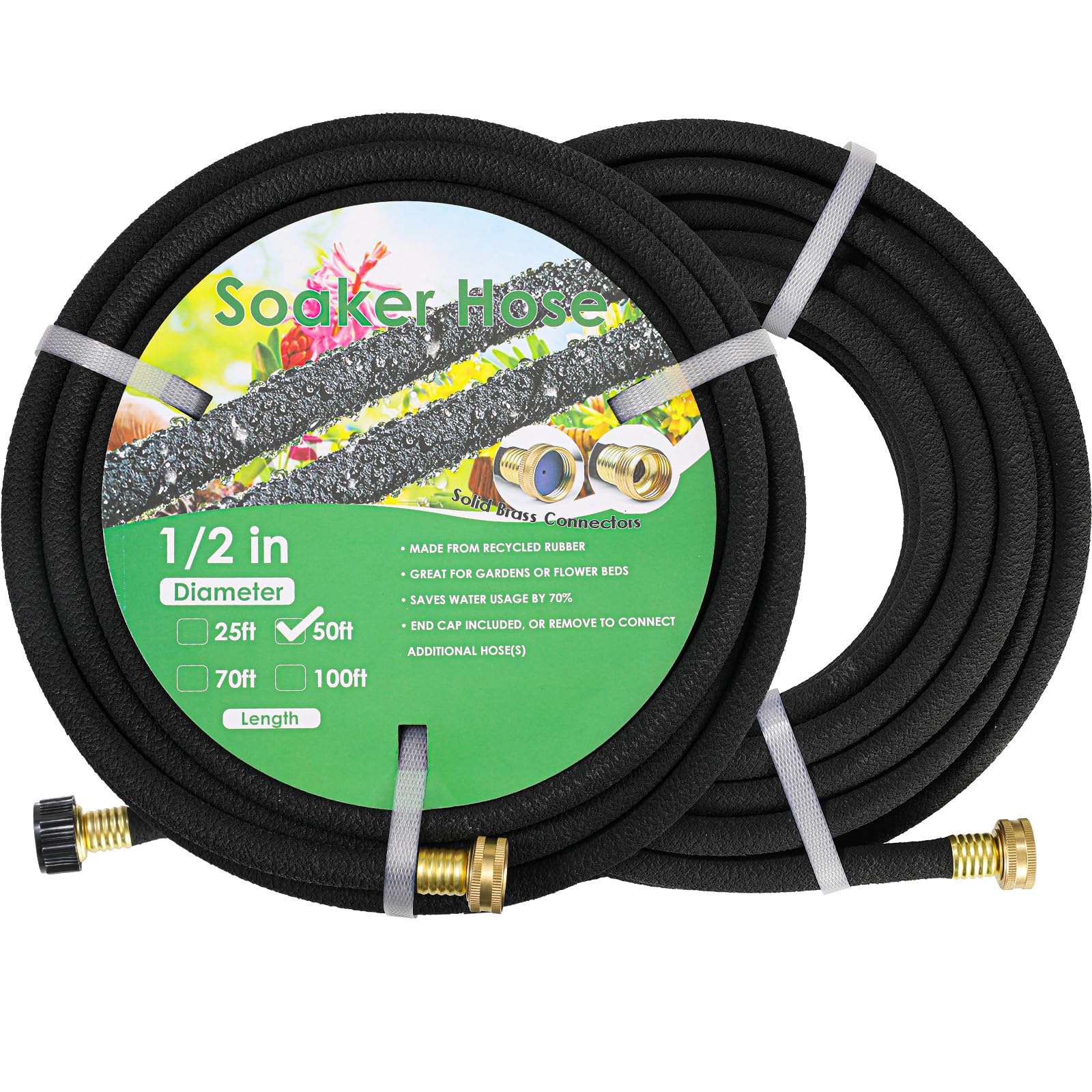 MAMIZO Soaker Hose 100ft for efficient garden watering.