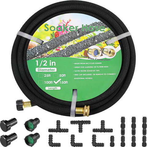 MAMIZO soaker hose 150ft roll for easy irrigation setup.