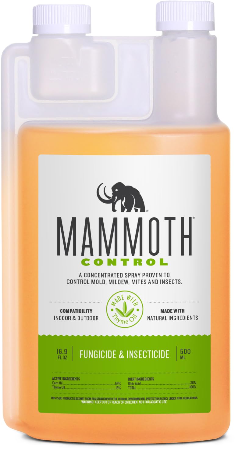 Mammoth Control bottle showing thyme oil pest defense for gardens