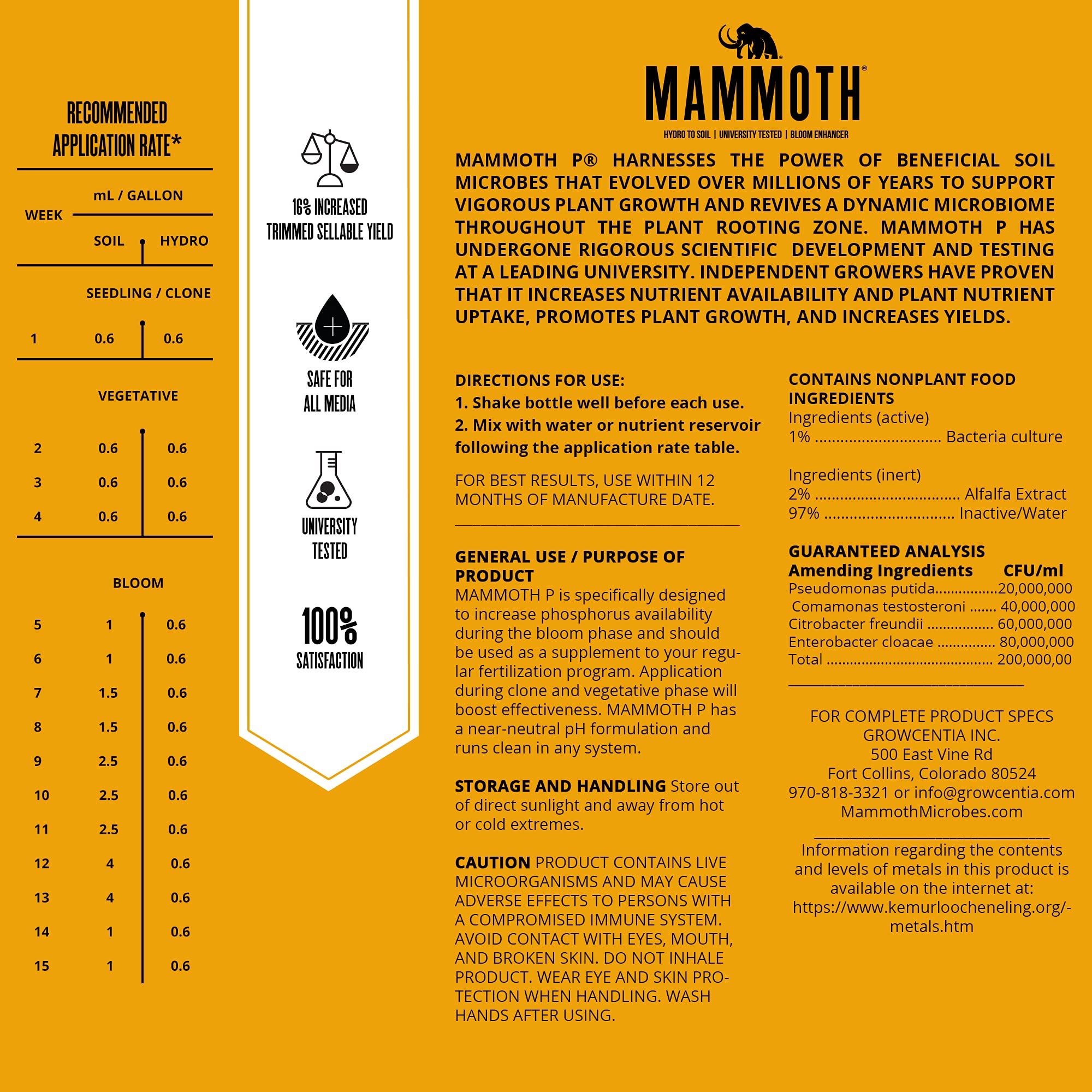 Mammoth P Bloom Booster close-up on flowering buds enhanced by nutrients.