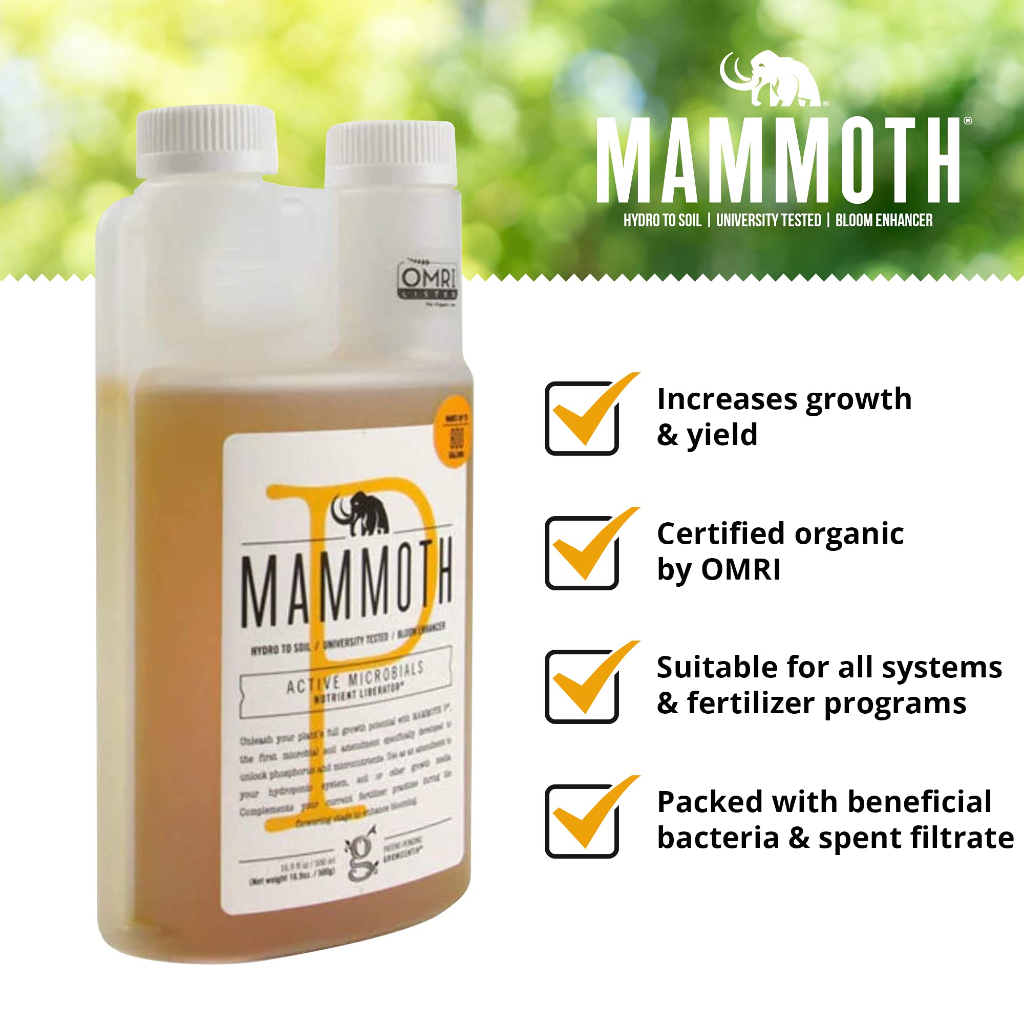 Mammoth P Bloom measured drops illustrating precise dosing.