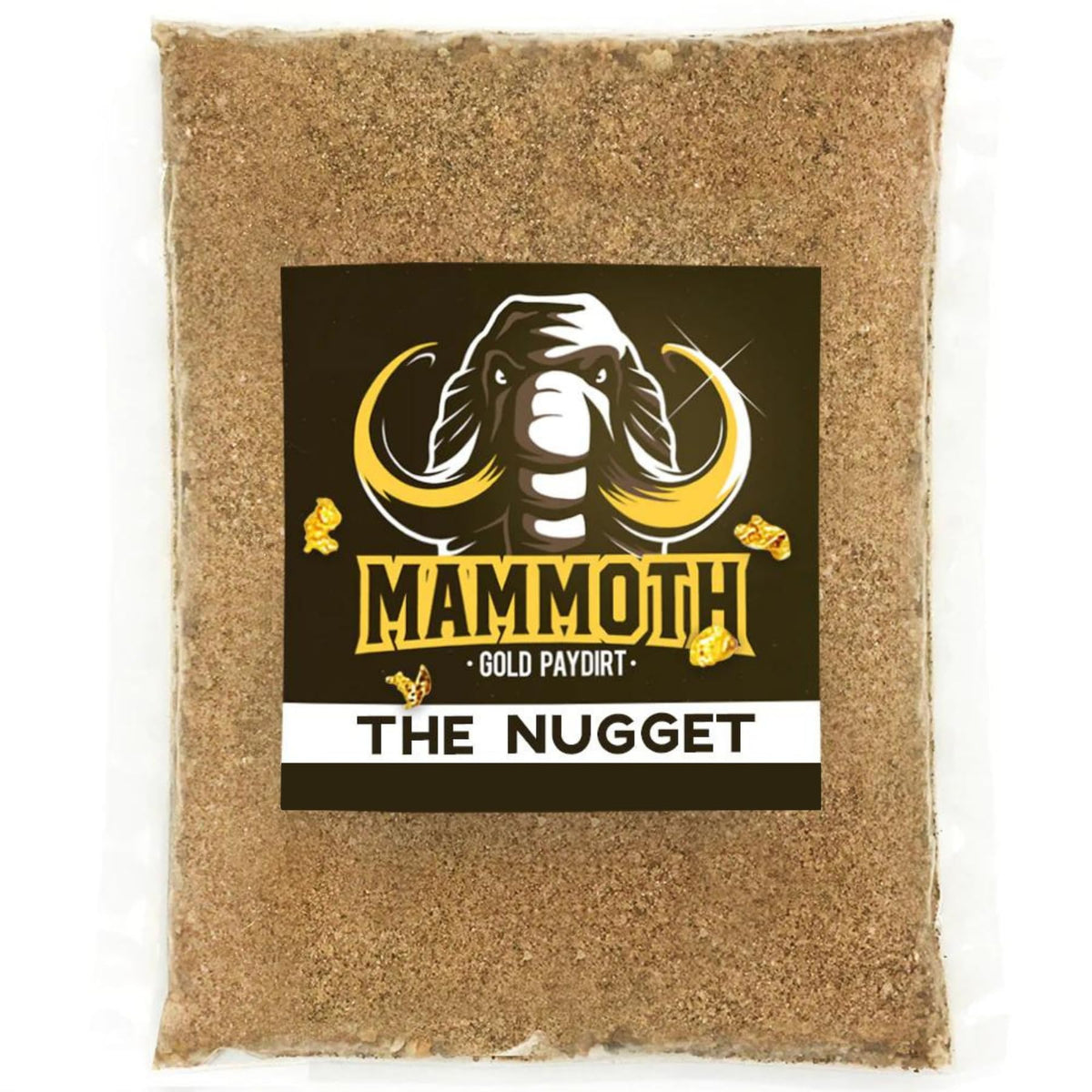 Mammoth Paydirt The Nugget bag open showcasing gold paydirt ready for panning fun
