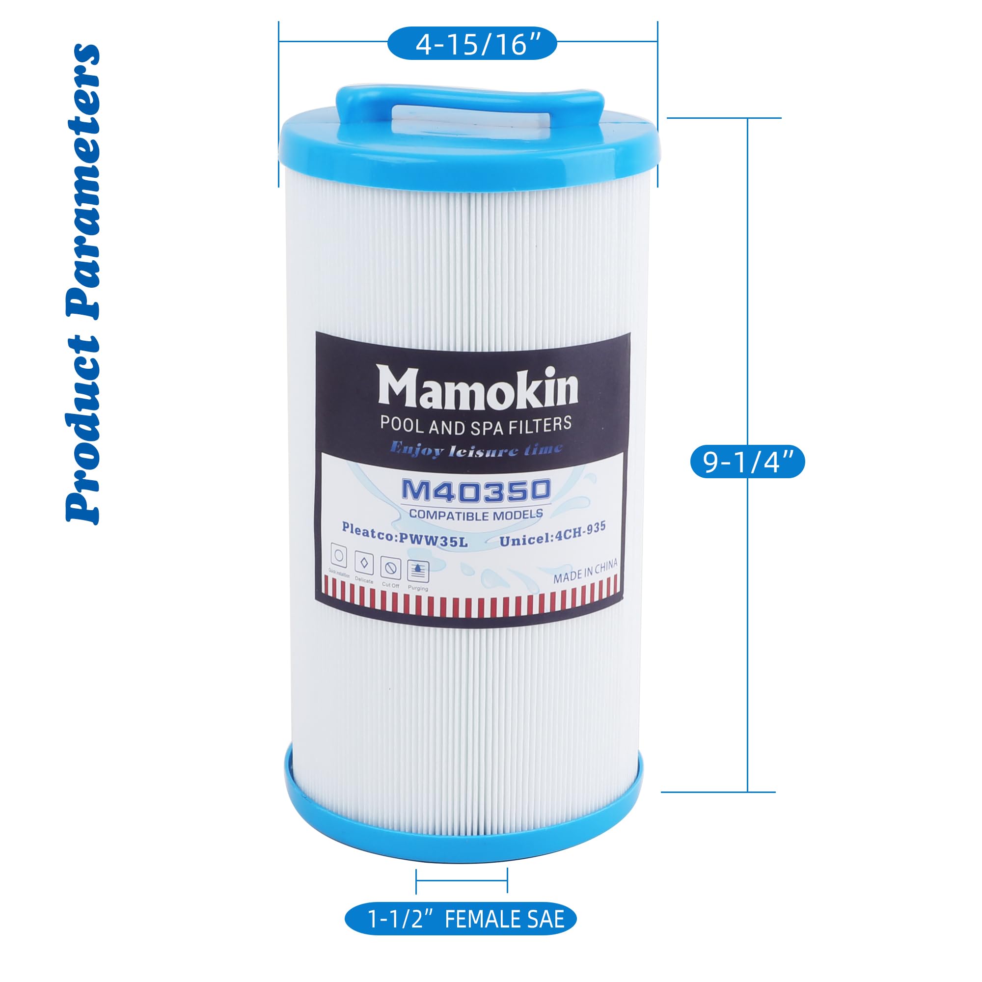 Mamokin 4CH-935 spa filter replacement compatible with Pleatco PWW35L.