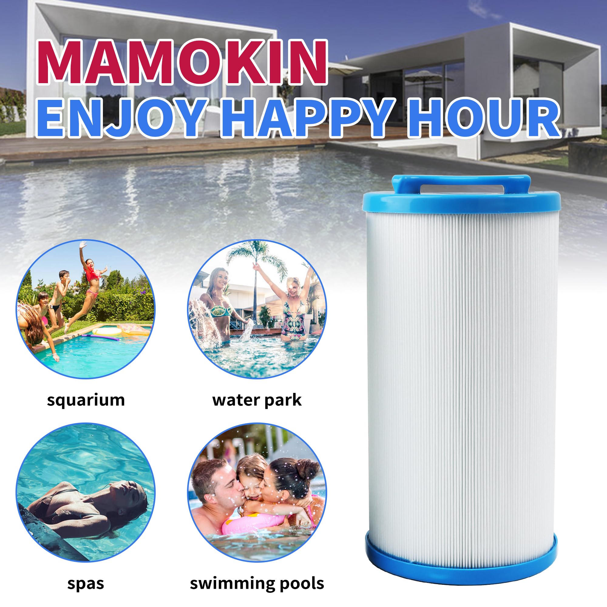 Mamokin 4CH-935 spa filter with female SAE thread for secure fit.