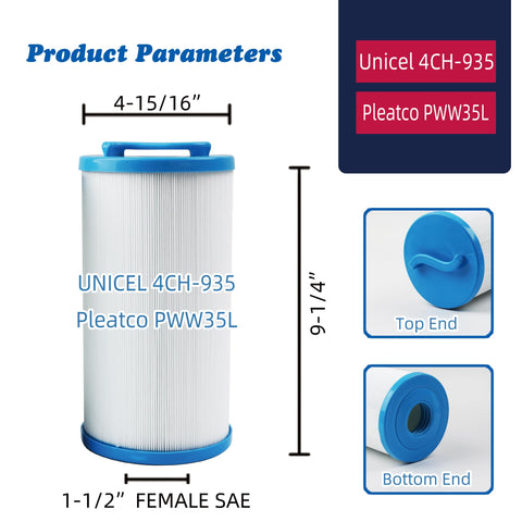 Mamokin 4CH-935 spa filter compatible with Unicel 4CH-935 for replacement.