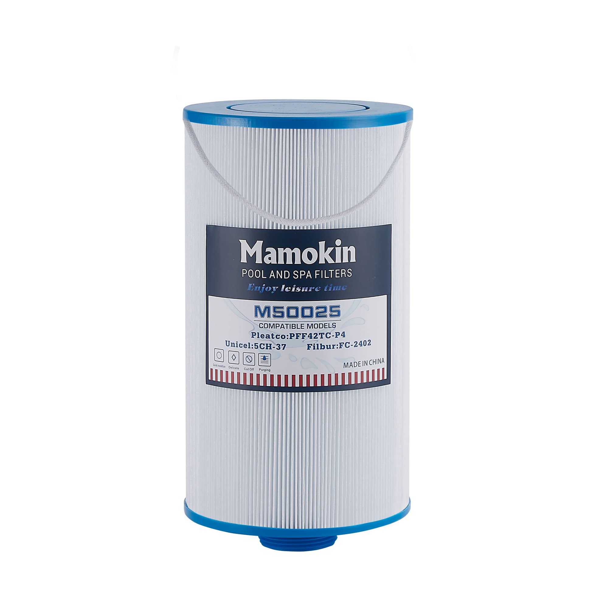 Mamokin FC-2402 filter close-up shows durable trilobal fabric for strong filtration.