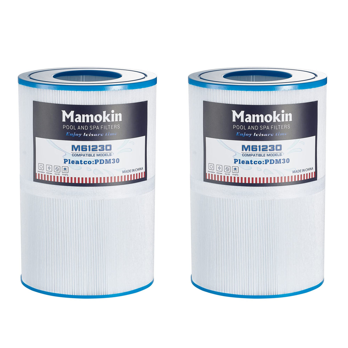 Mamokin Oval Spa Filter PDM30 two-pack shown for easy replacement
