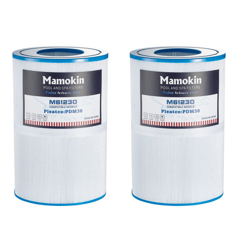 Mamokin Oval Spa Filter PDM30 two-pack shown for easy replacement
