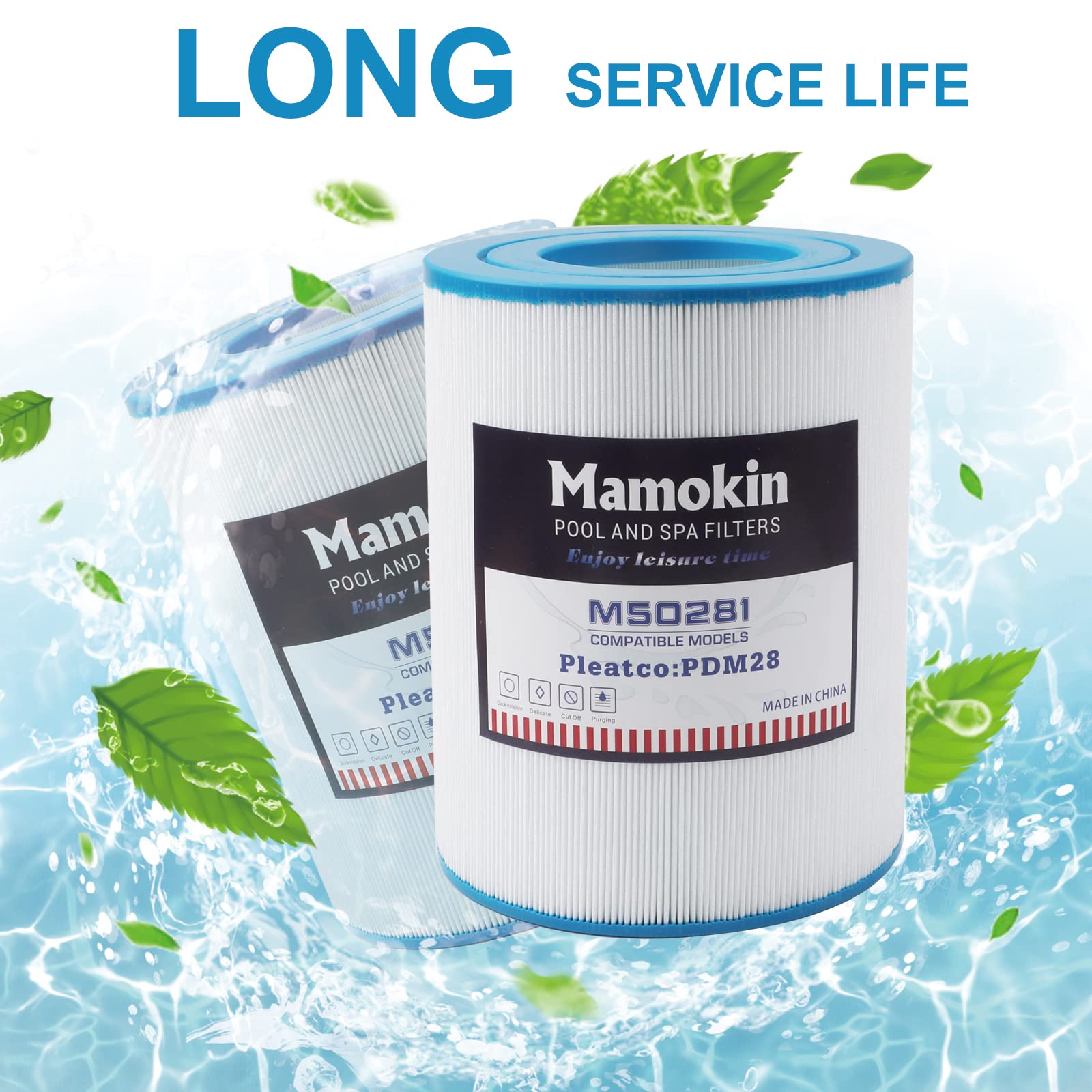 Mamokin PDM28 filter size diagram confirms proper fit in tubs.