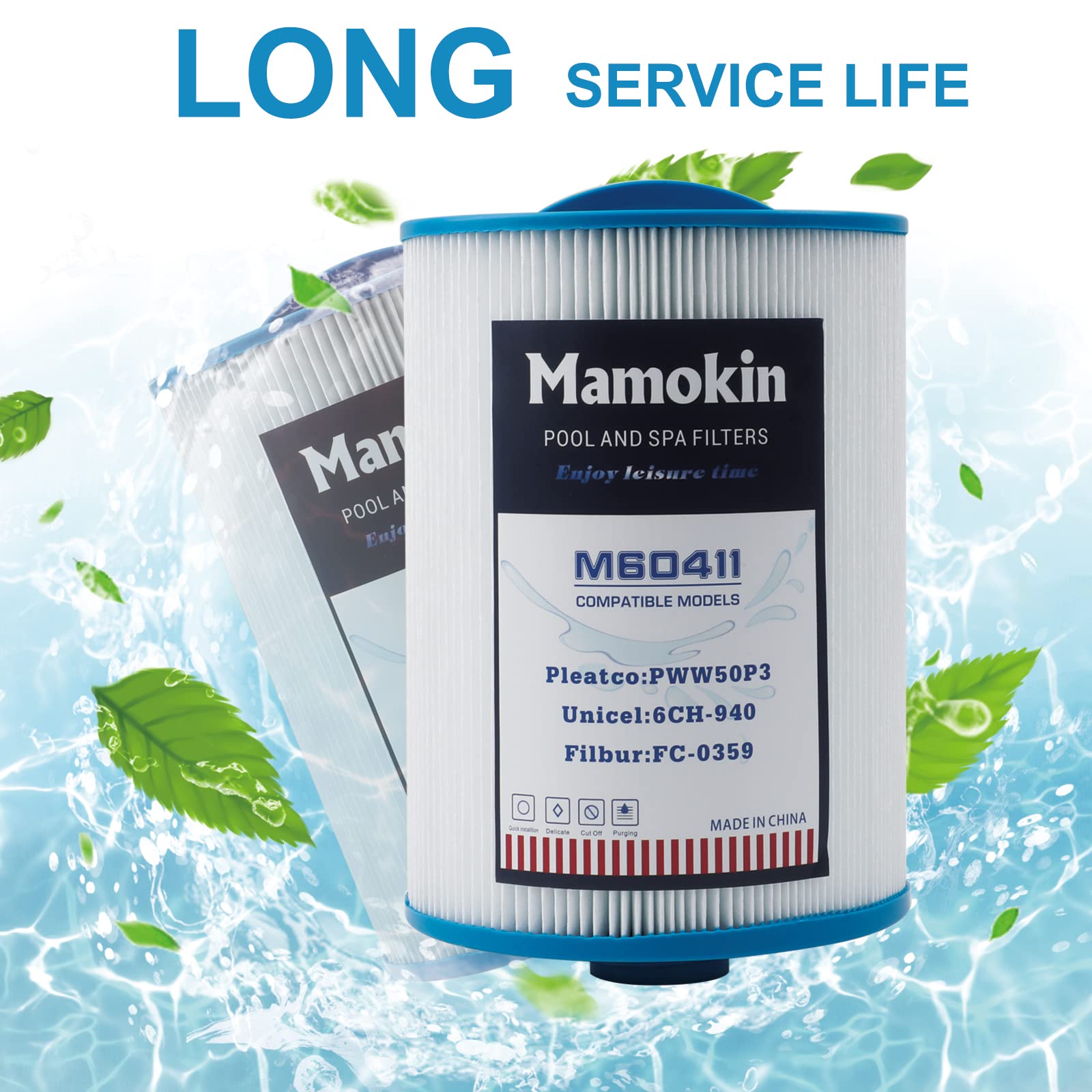 Mamokin PWW50 spa filter installation view illustrates front-access maintenance