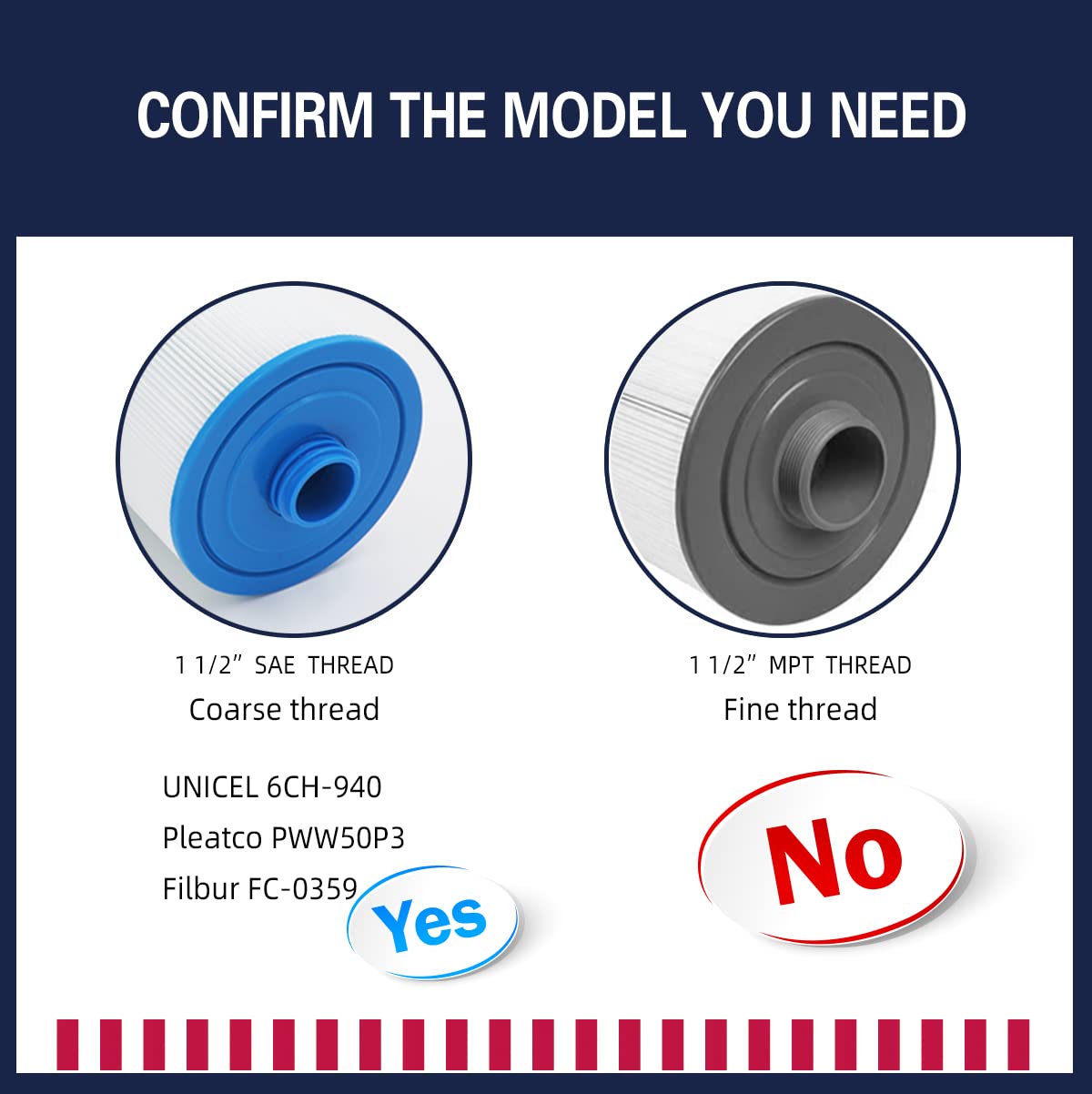 Mamokin PWW50 spa filter side profile with compact 8-1/4 inch length