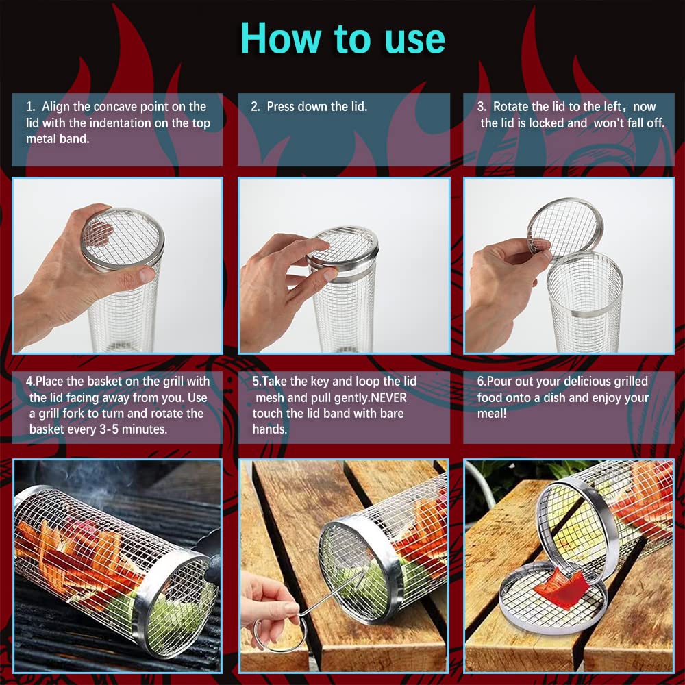 Mancola BBQ Net Tube Rolling Basket fries—crispy French fries made easy.