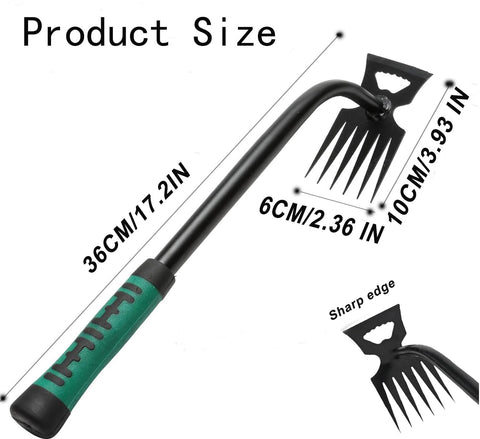 Garden weed remover manganese steel sturdy construction for durable garden use.