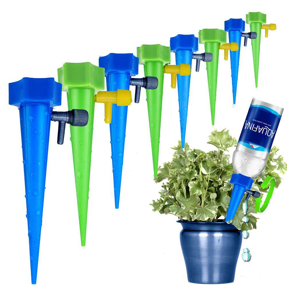Mangoit self-plant watering spikes for 12-pack keeps soil evenly moist while away