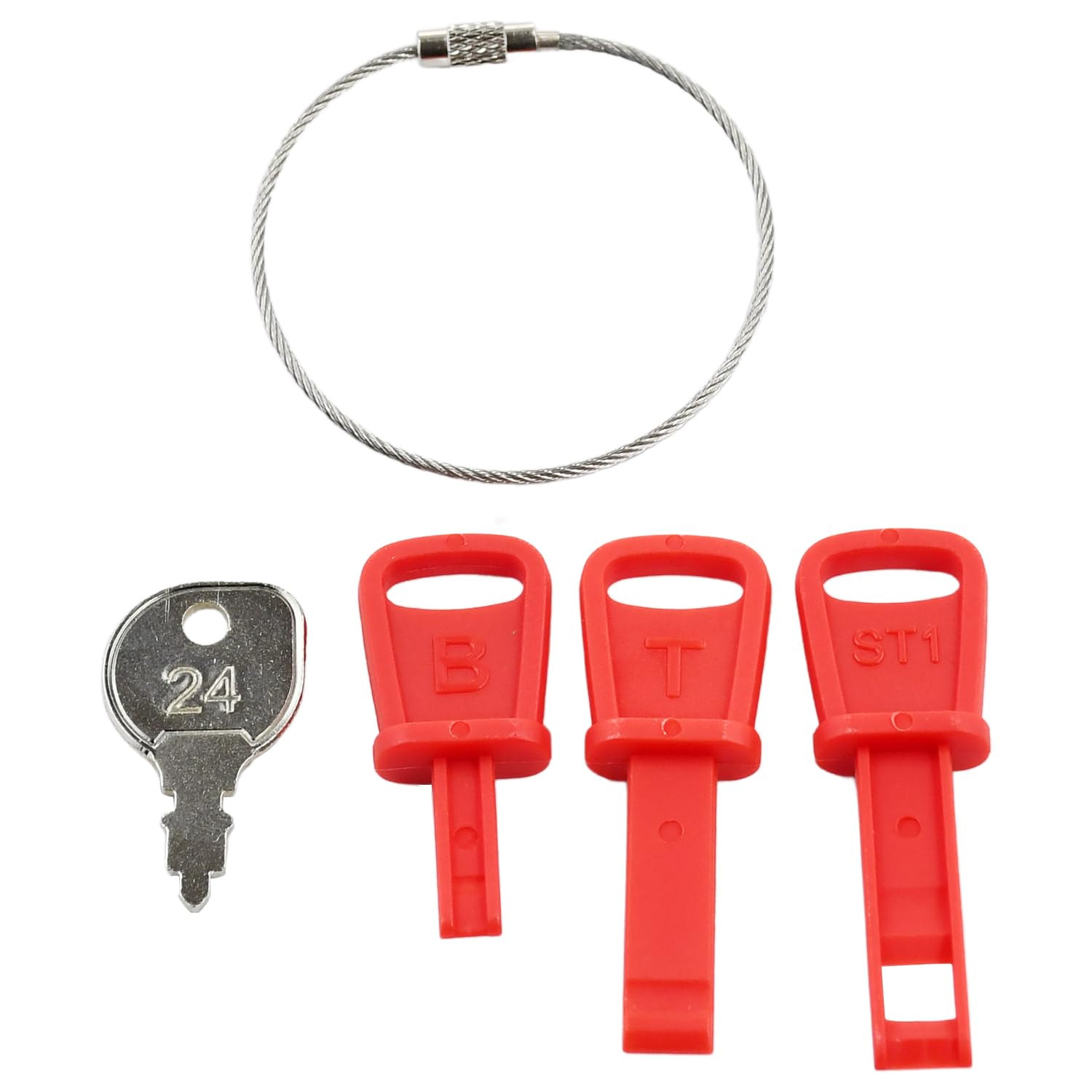 Manioiity 430 key Indak-style ignition closeup for broad snow blower compatibility.