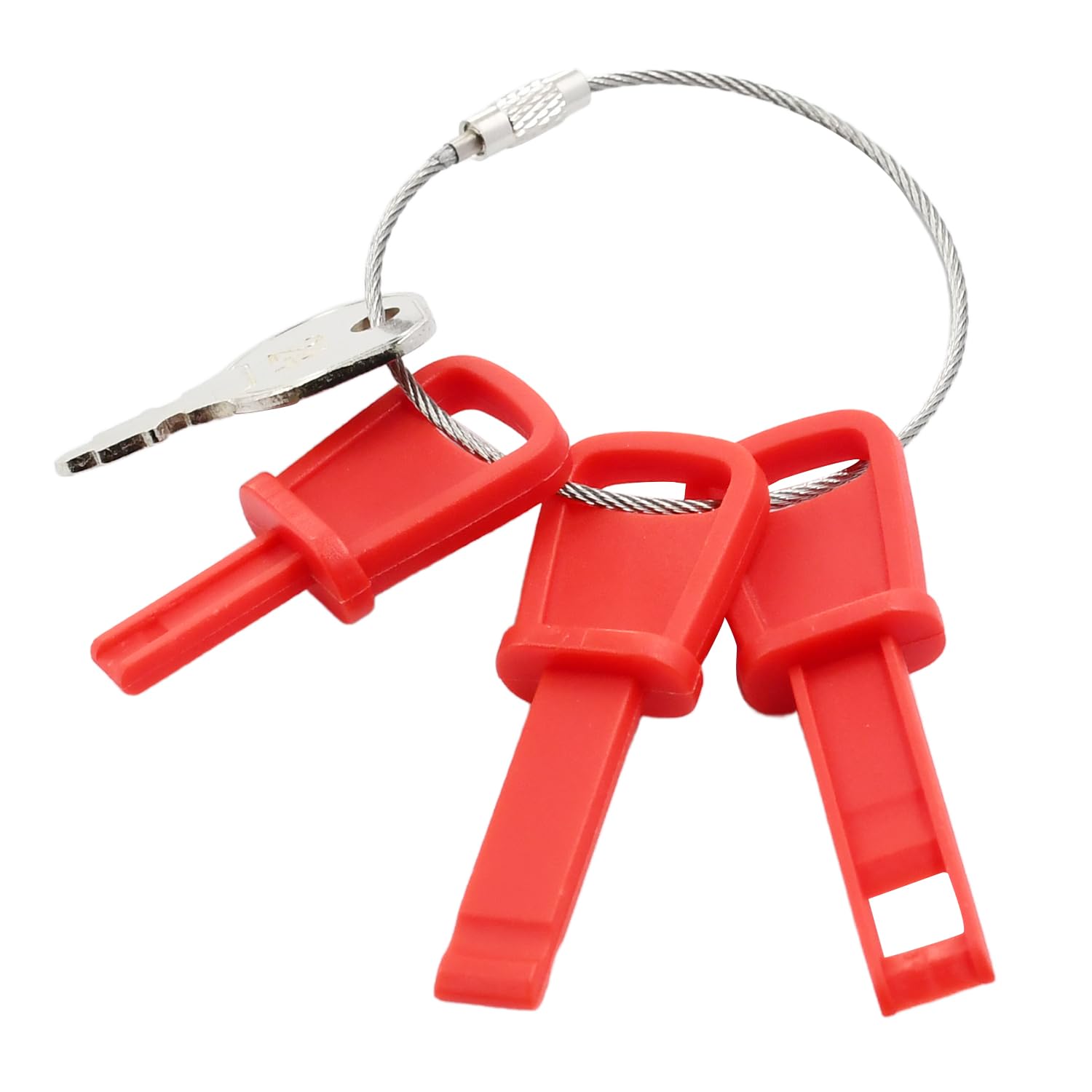 Manioiity snow blower key set four keys closeup for versatile ignition replacements.