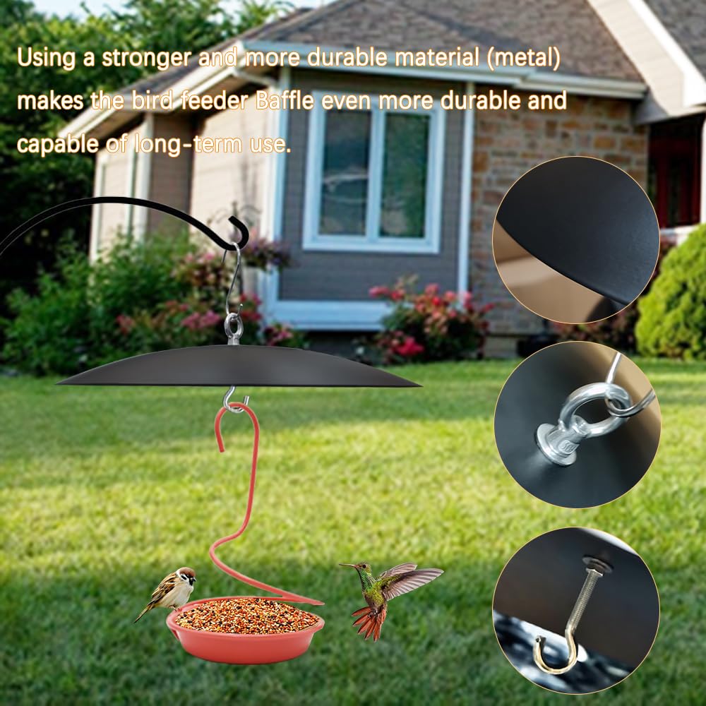 Manlikamu Bird Feeder Baffle outdoor black guard enhances garden aesthetics.