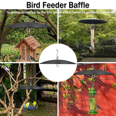 Manlikamu Bird Feeder Baffle side view metal highlighting durable outdoor construction.