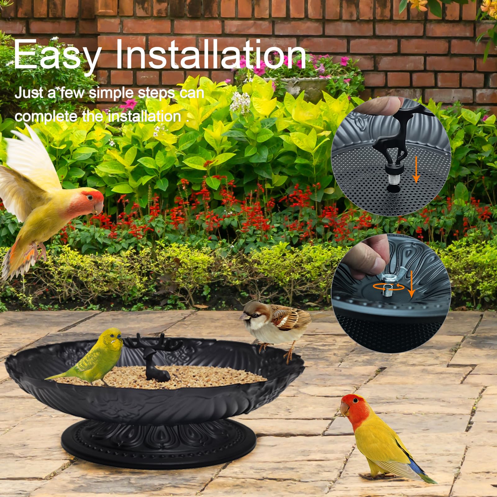 Manlikamu metal bird feeder features easy installation and durable construction.
