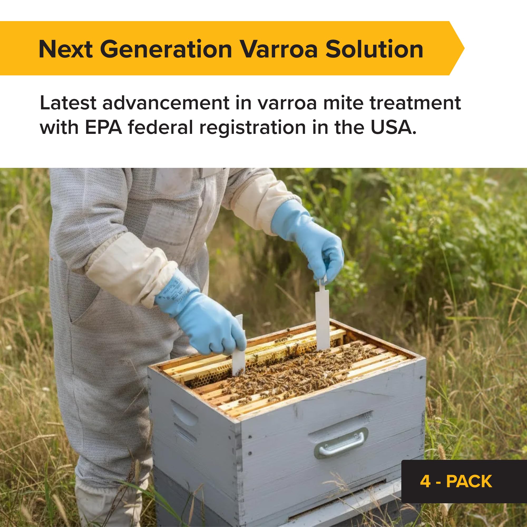 Mann Lake Apivar 2.0 pre-cut strip ready for quick hive installation.