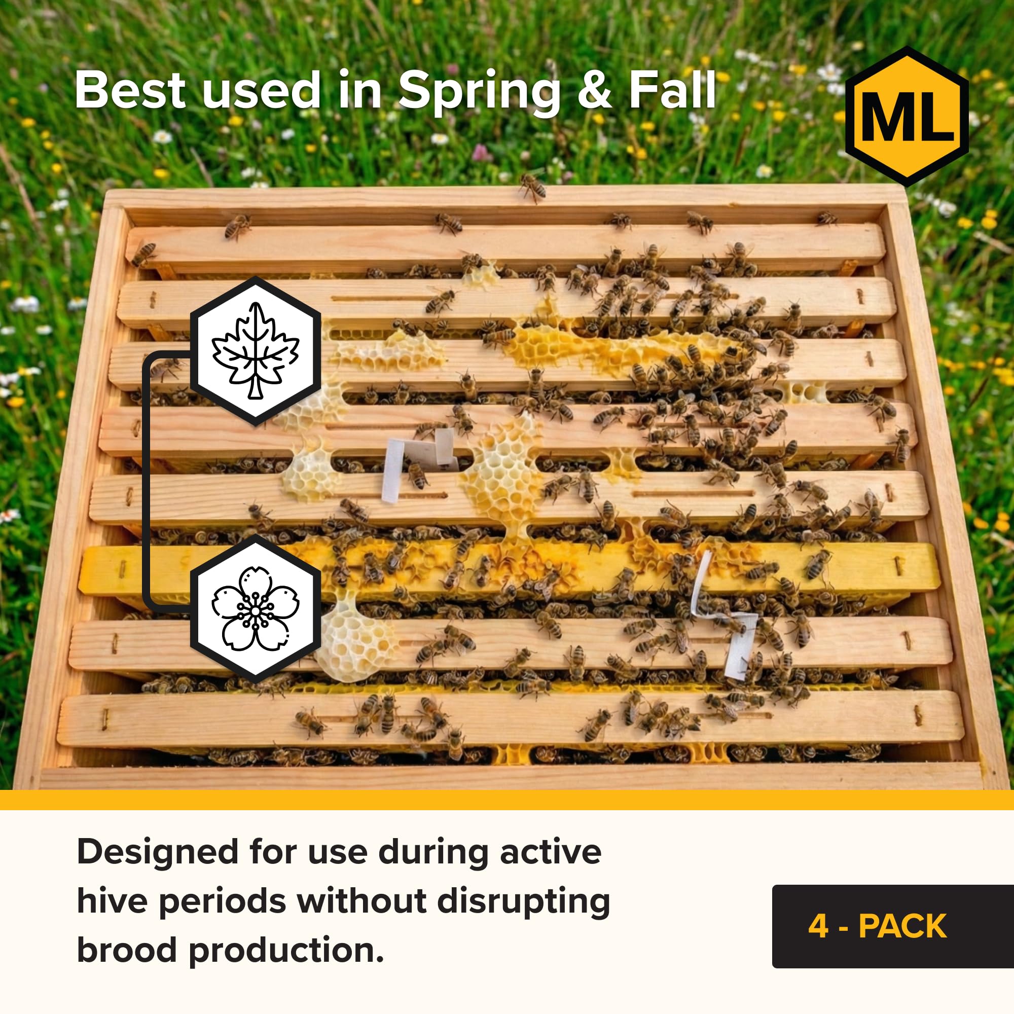 Mann Lake Apivar 2.0 strip supports hive compatibility across deep, medium, and double hives.
