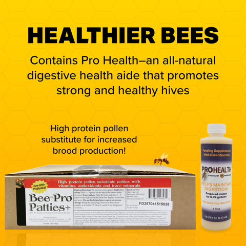 Mann Lake Bee-Pro Patties ready-to-feed in hive, enabling quick winter nutrition.