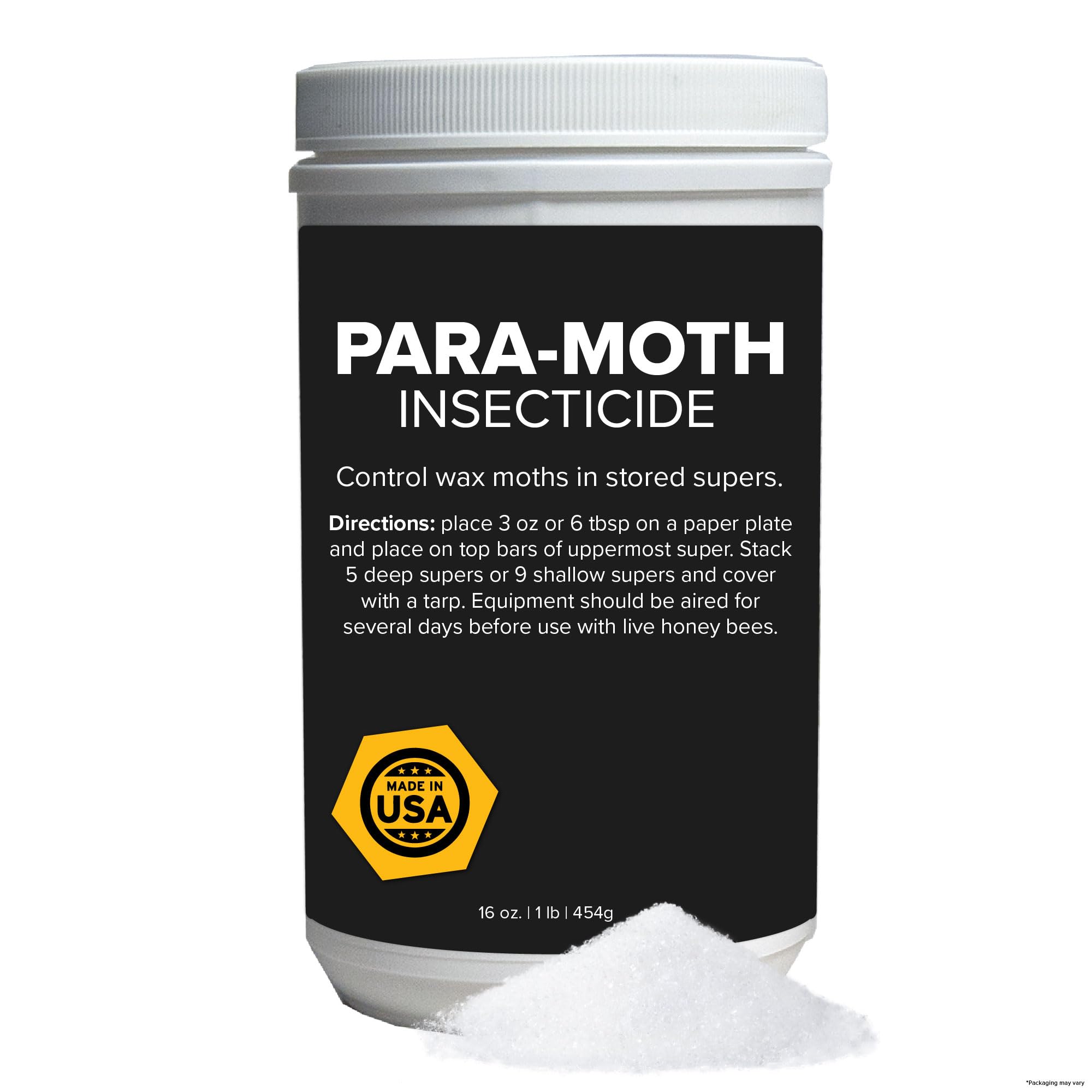 Mann Lake Para-Moth packaging shows the protective moth treatment for storage.