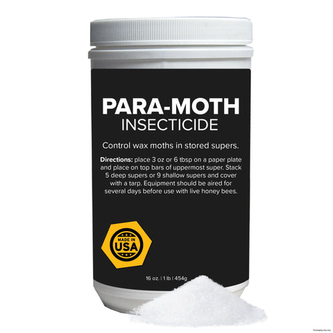 Mann Lake Para-Moth packaging shows the protective moth treatment for storage.