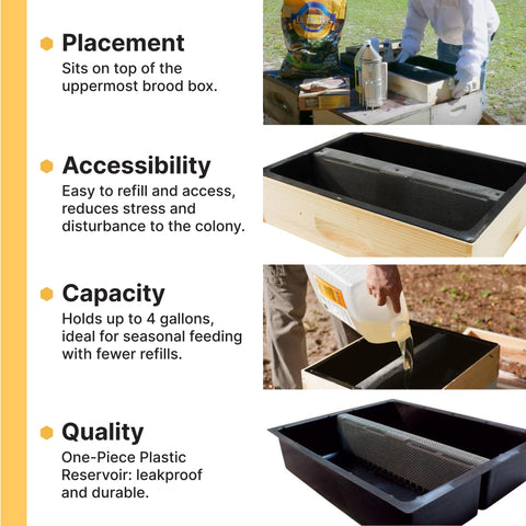 Mann Lake Top Hive Feeder unpainted wood super fits standard 10-frame hives for secure seasonal feeding