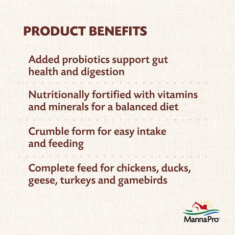 Birds enjoy probiotic-enriched crumble supporting digestive comfort.